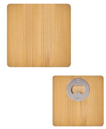 Portavasos con Destapador Cuadrado de Bambu