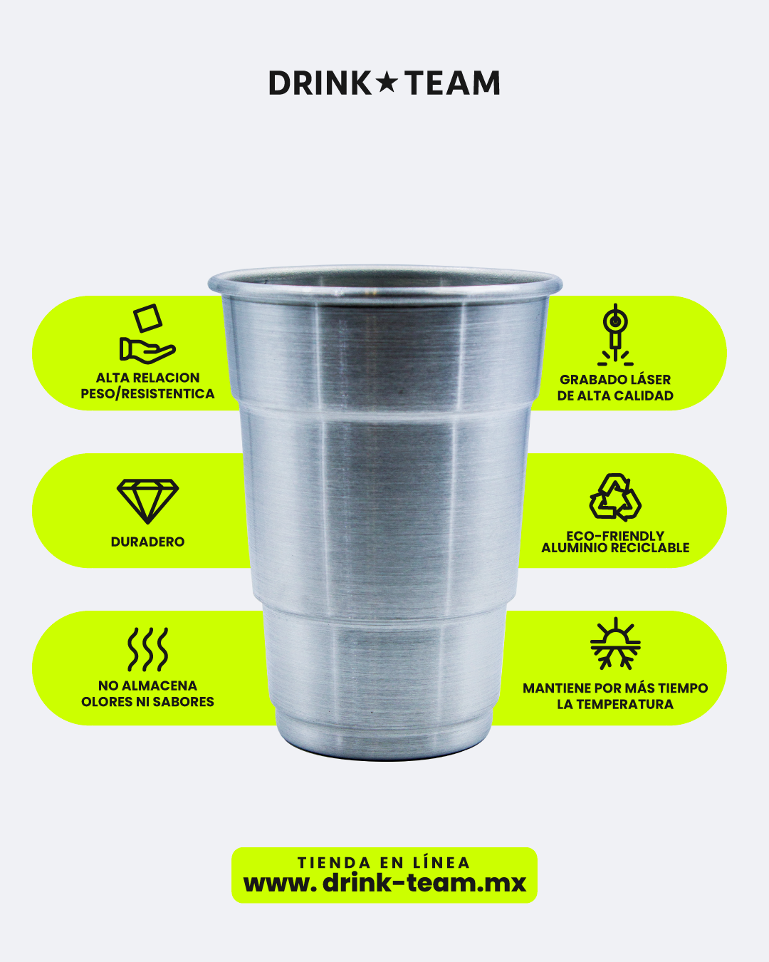 Vaso de Aluminio 500 ml Personalizable - ALLUM CUPS