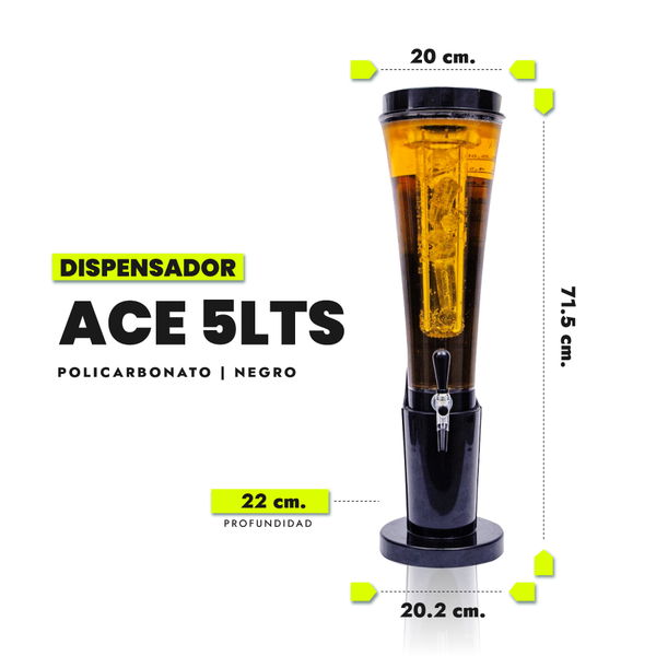 Despachador de Cerveza ACE 5 Litros Negro 6 Pack