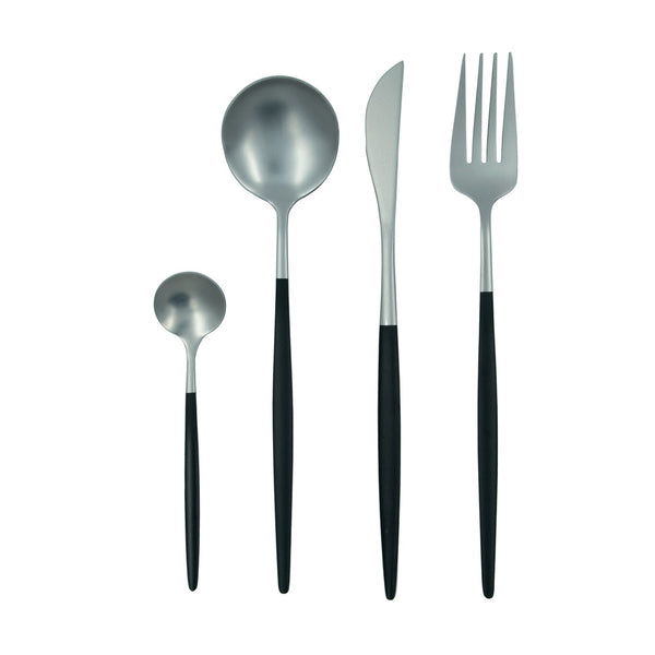 Set Cubiertos Lisboa Negro con Plata 4 Pz