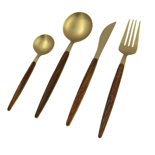 Set Cubiertos Malta Dorado 4 Pz