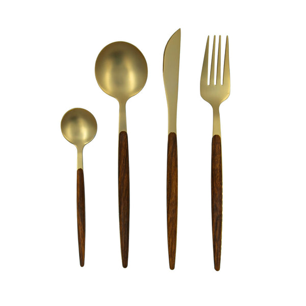 Set Cubiertos Malta Dorado 4 Pz