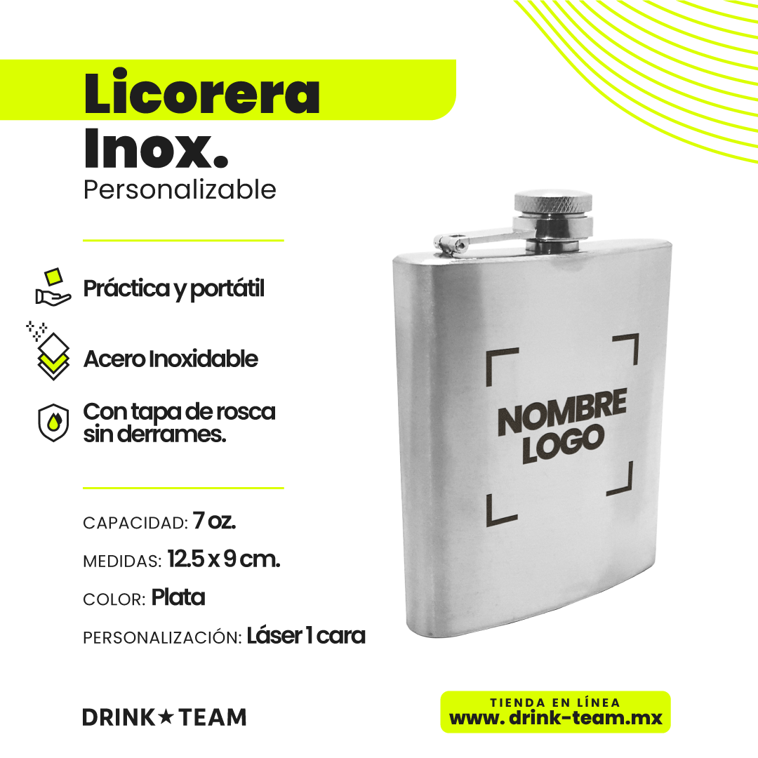 Anfora Licorera Plateada 7 Oz Personalizable