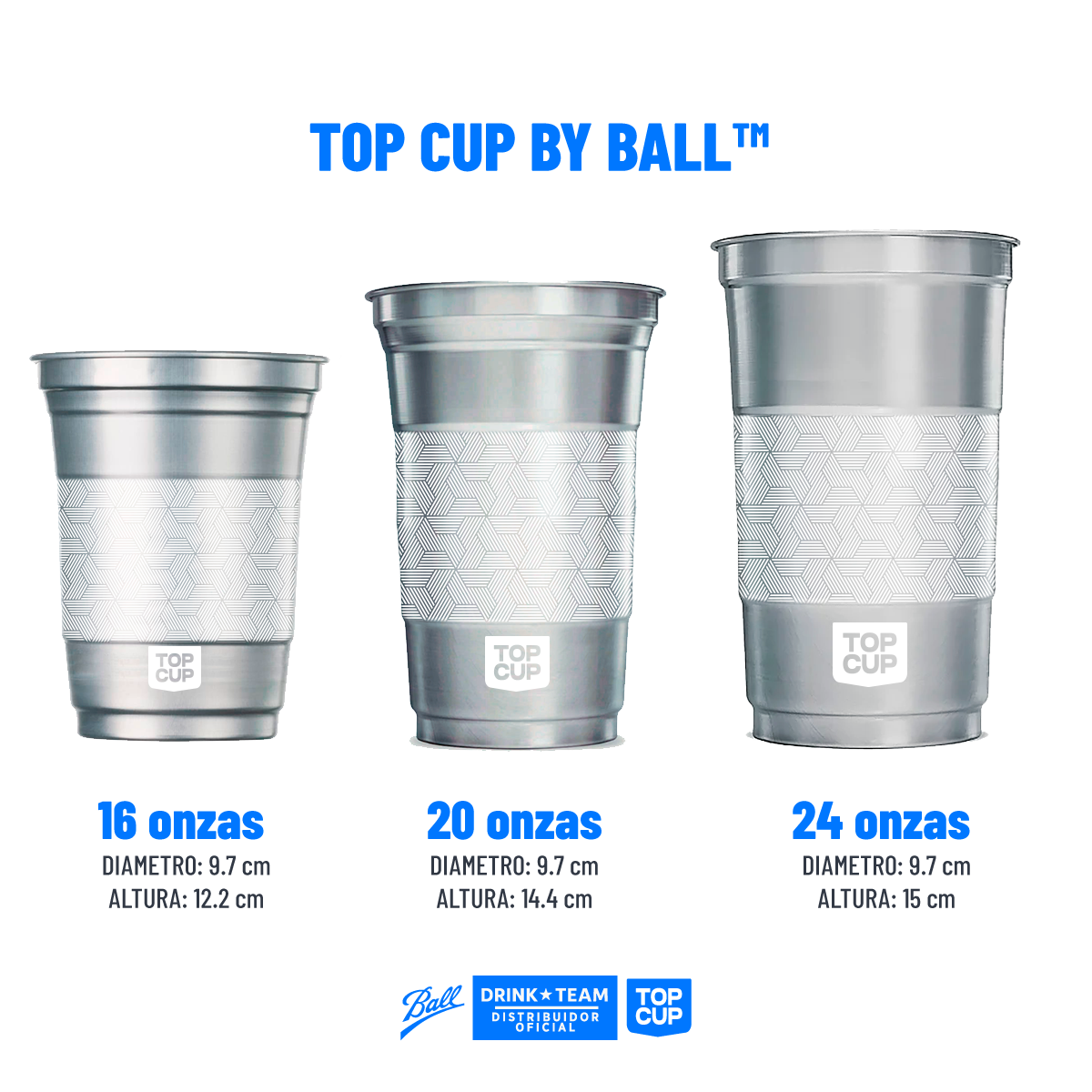 Vaso de Aluminio Ball Cup Top Cup 24 Onzas - Original Brand White