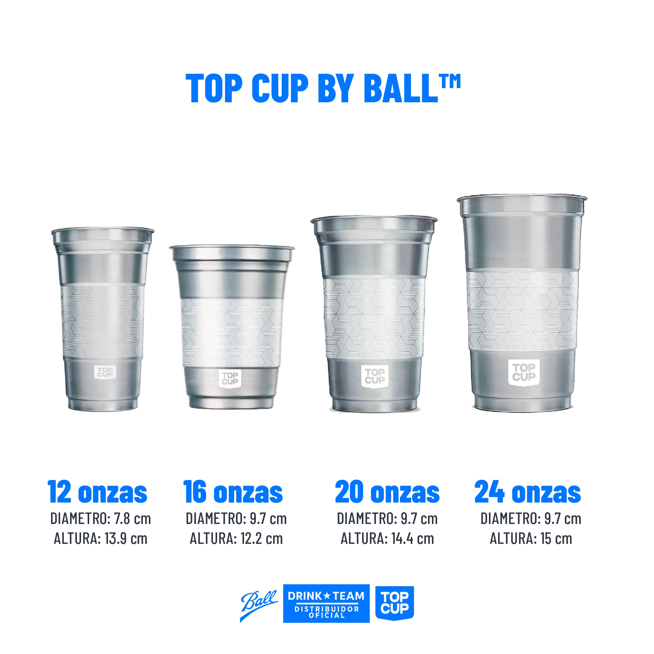Vaso de Aluminio Ball Cup Top Cup 12 Onzas - Original Brand White